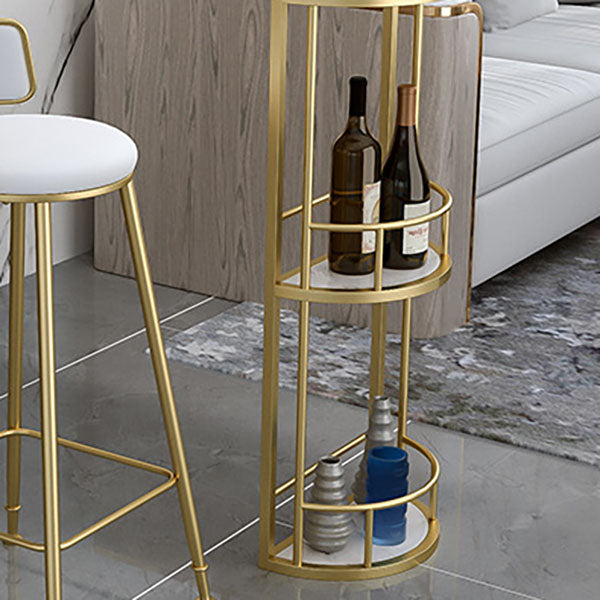 Glam 1/2/3 Pieces Bar Table Set Rectangle Stone Bar Table with Metal High Stools