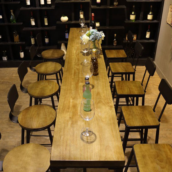 Industrial Bar Table Set 1/6/11 Pieces Rectangle Pine Wood Counter Table for Bar