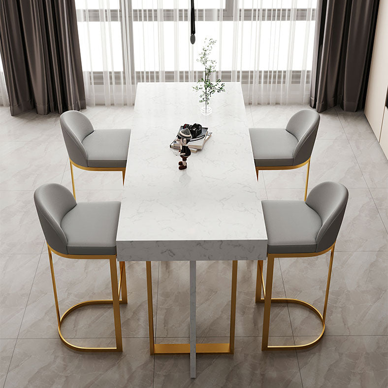 Indoor Modern Pub Dining Set 1/2/5 Pieces White Stone Top Bar Pub Table Set