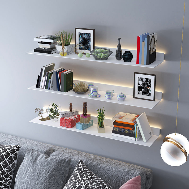 Modern Metal Bookcase 1-tier Wall Mounted Bookshelf in Burnish.