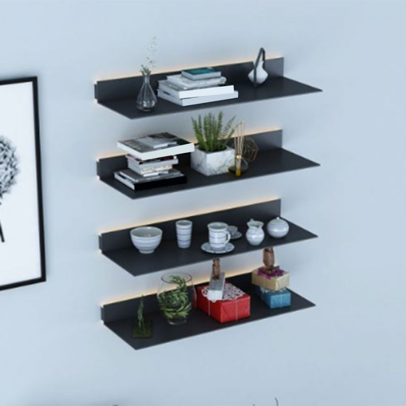 Modern Metal Bookcase 1-tier Wall Mounted Bookshelf in Burnish.