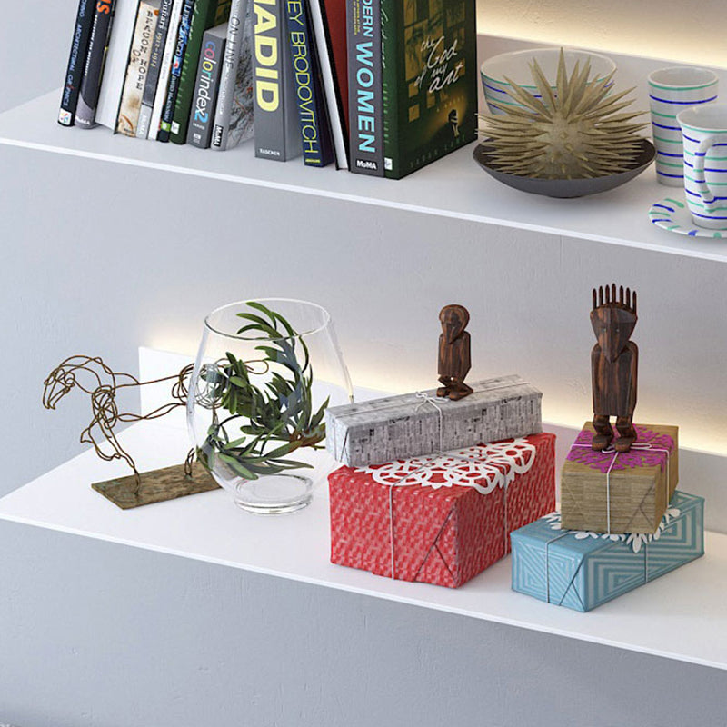 Modern Metal Bookcase 1-tier Wall Mounted Bookshelf in Burnish.