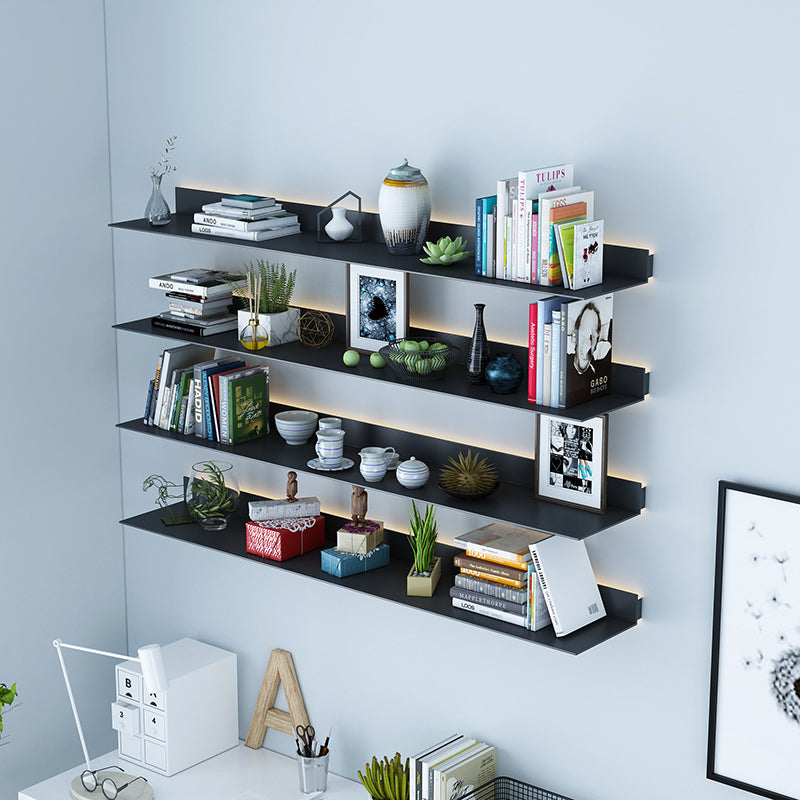 Modern Metal Bookcase 1-tier Wall Mounted Bookshelf in Burnish.