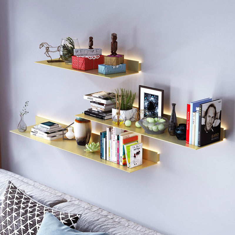Modern Metal Bookcase 1-tier Wall Mounted Bookshelf in Burnish.