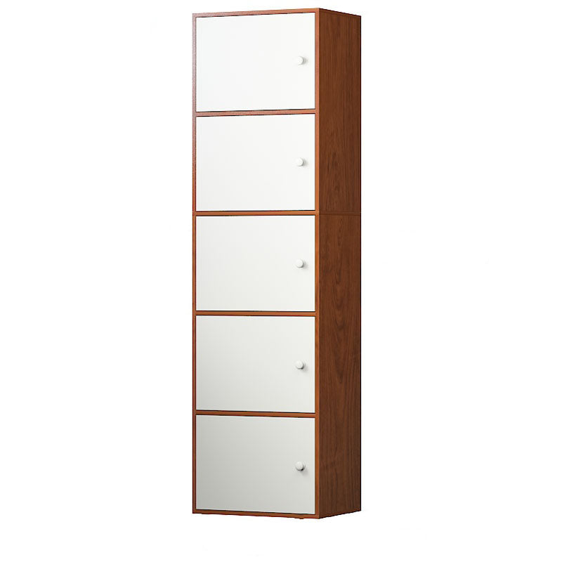 12" W Modern Wooden Bookcase Closed Storage Bookshelf with Doors