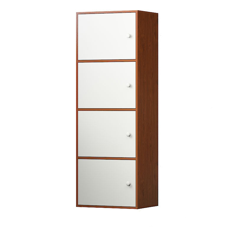12" W Modern Wooden Bookcase Closed Storage Bookshelf with Doors