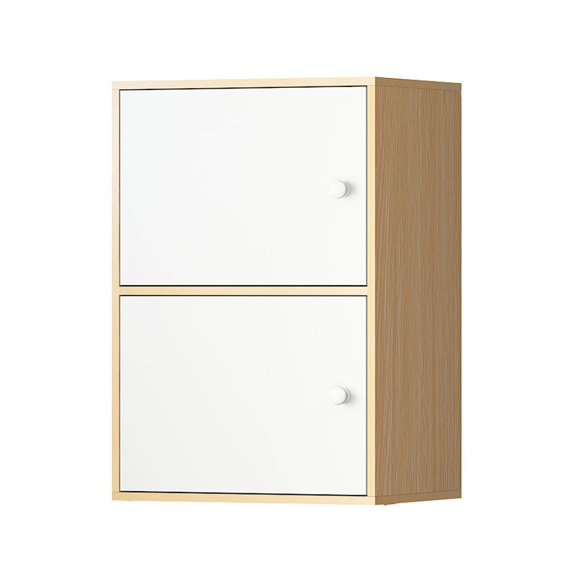 12" W Modern Wooden Bookcase Closed Storage Bookshelf with Doors