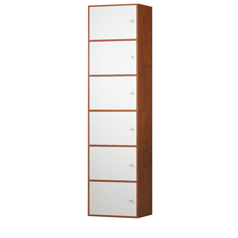 12" W Modern Wooden Bookcase Closed Storage Bookshelf with Doors