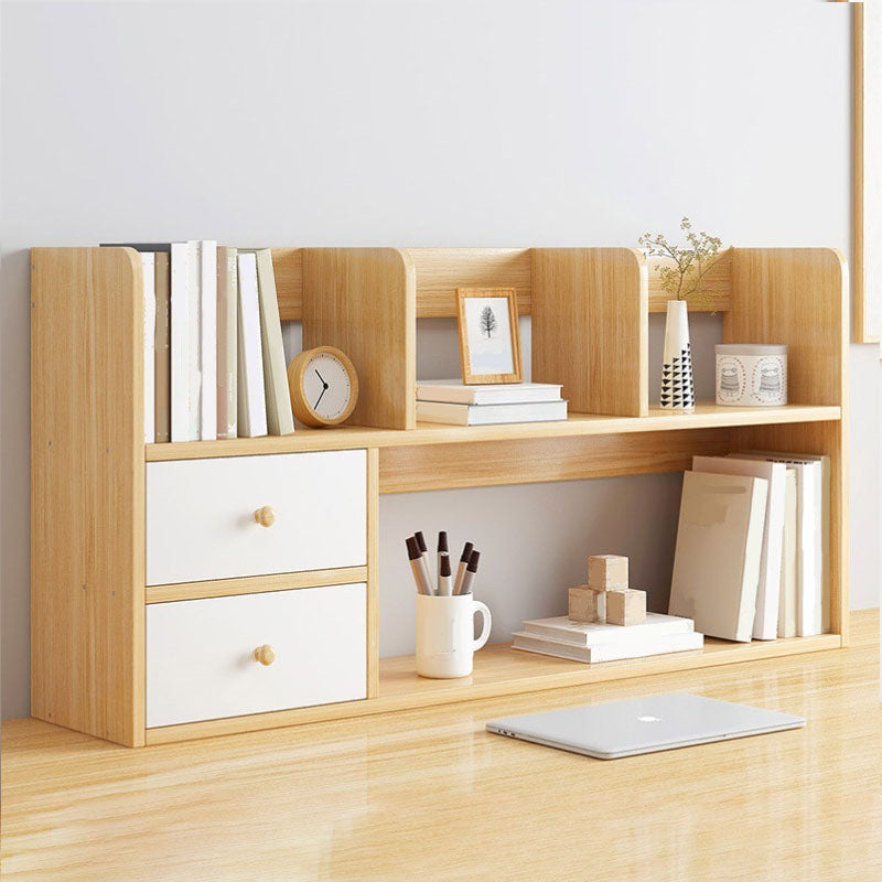 9.5" W Modern Wooden Bookcase Open Storage Bookshelf with Drawers and Shelves