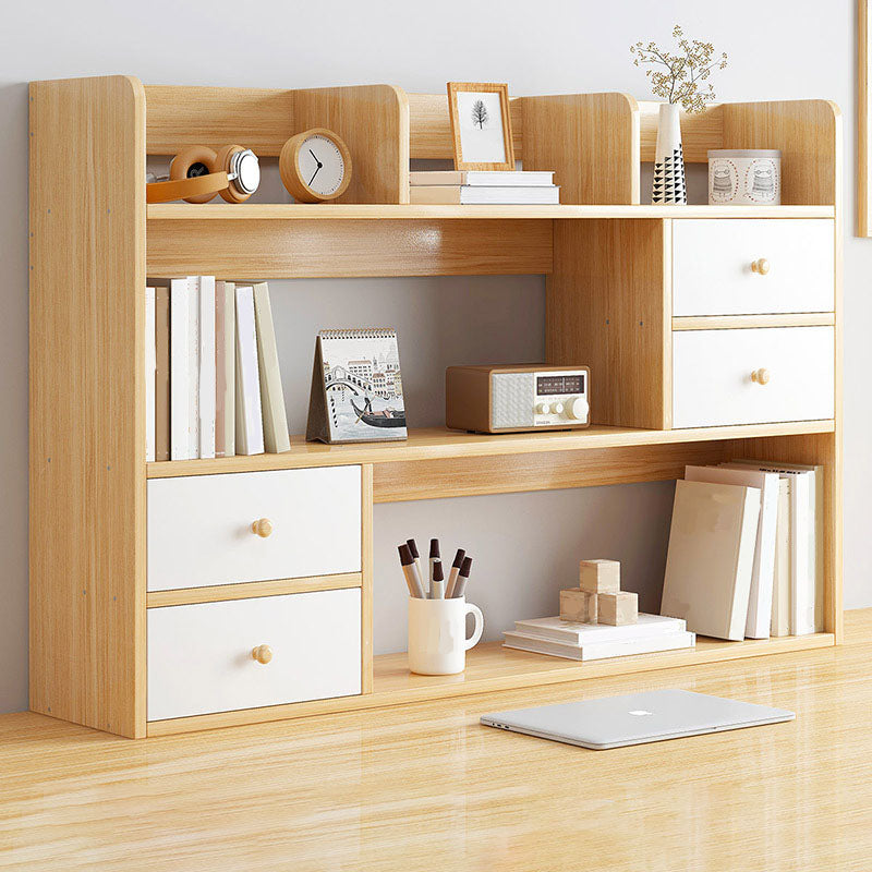 9.5" W Modern Wooden Bookcase Open Storage Bookshelf with Drawers and Shelves