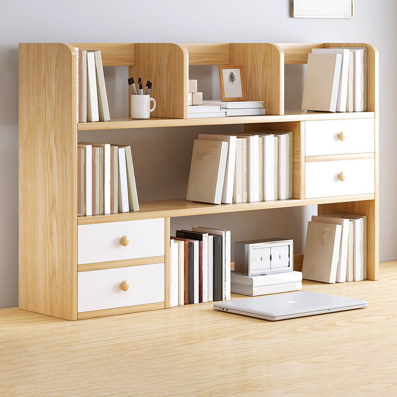 9.5" W Modern Wooden Bookcase Open Storage Bookshelf with Drawers and Shelves