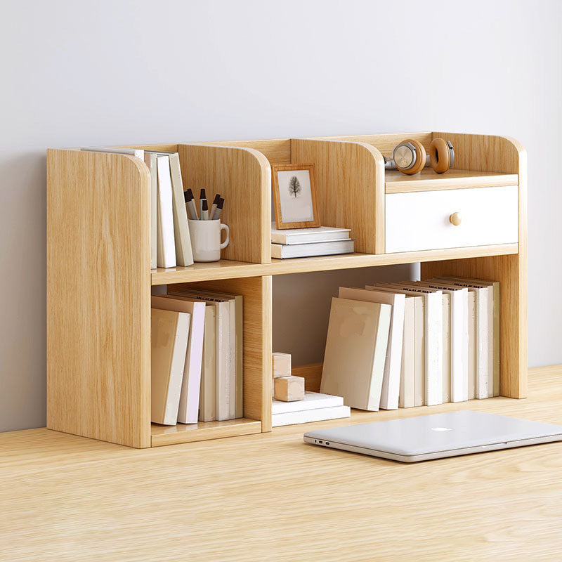 9.5" W Modern Wooden Bookcase Open Storage Bookshelf with Drawers and Shelves