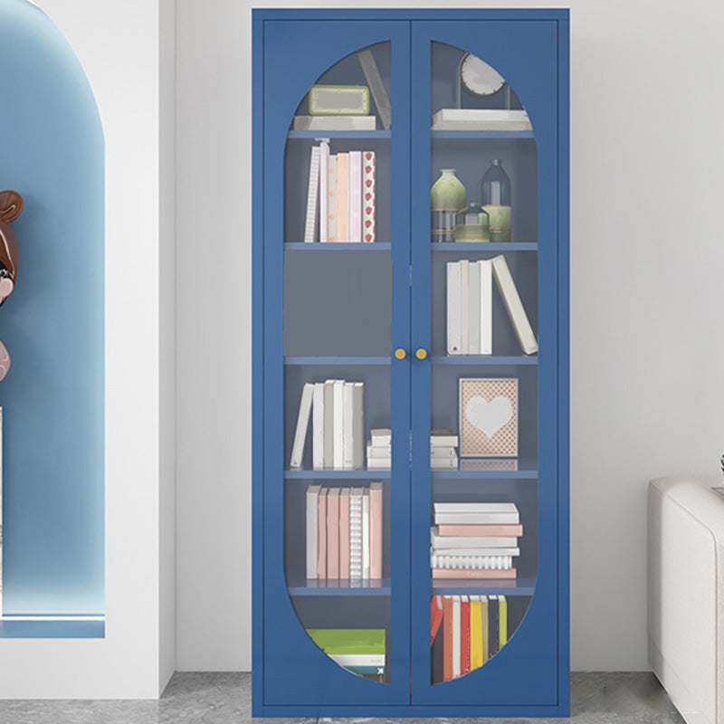 Modern Metal Bookcase Standard Shelves Included Bookshelf with Glass Doors