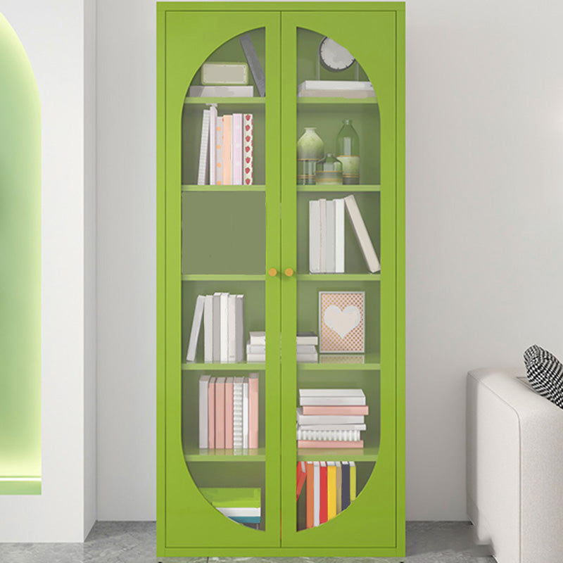 Modern Metal Bookcase Standard Shelves Included Bookshelf with Glass Doors