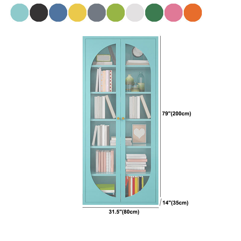 Modern Metal Bookcase Standard Shelves Included Bookshelf with Glass Doors