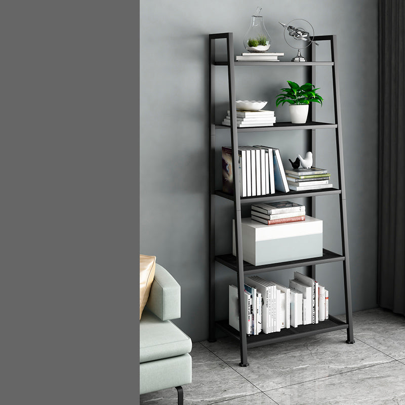 13.7" W Ladder Bookcase Open Storage Metal Bookshelf with Shelves