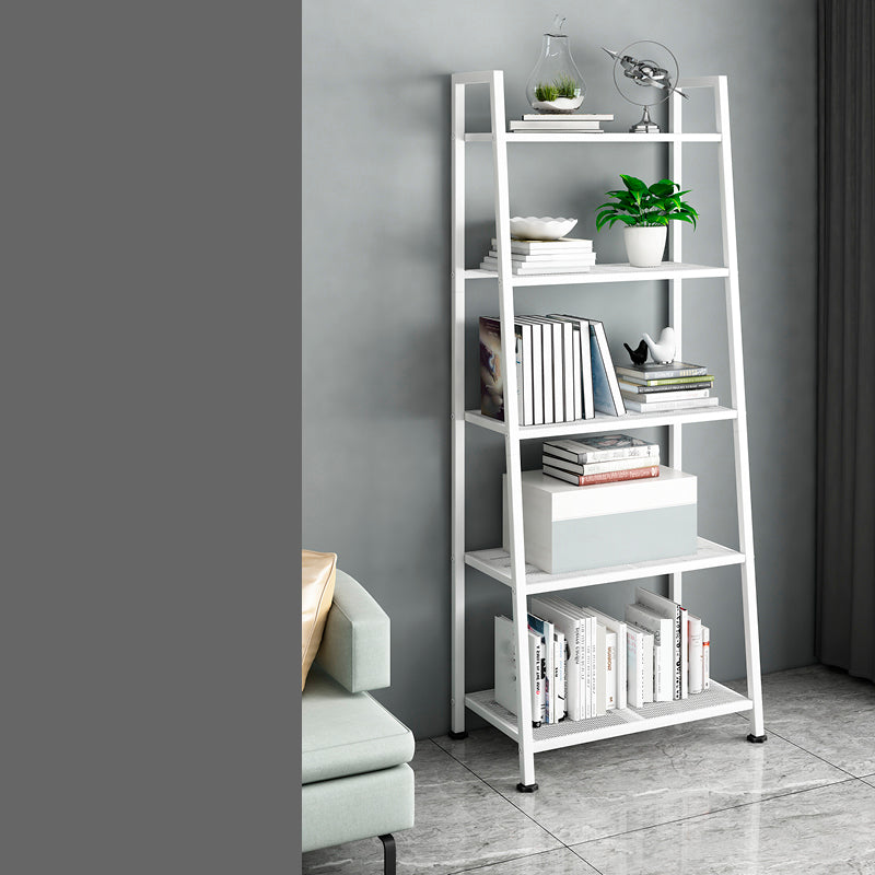 13.7" W Ladder Bookcase Open Storage Metal Bookshelf with Shelves