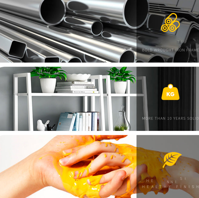 13.7" W Ladder Bookcase Open Storage Metal Bookshelf with Shelves