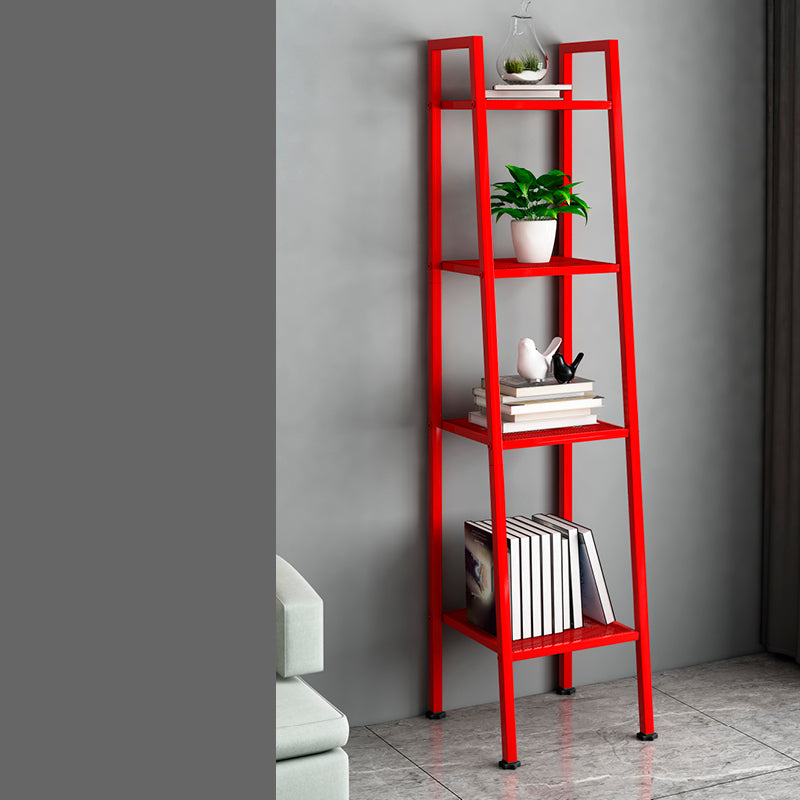 13.7" W Ladder Bookcase Open Storage Metal Bookshelf with Shelves