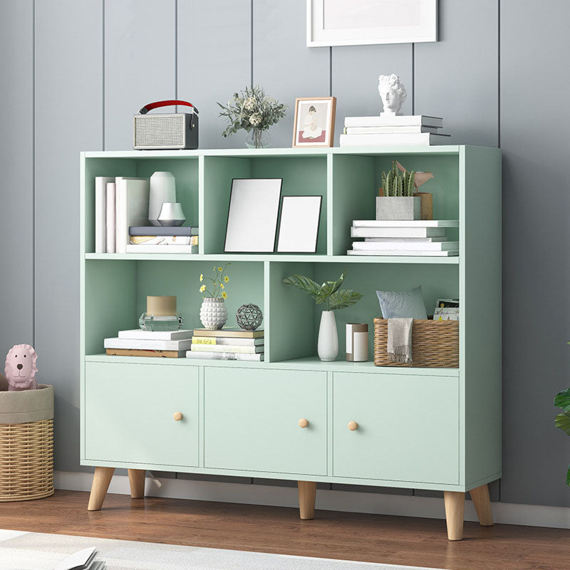 9.5" W Closed Storage Bookcase Wooden Bookshelf with Shelves and Doors