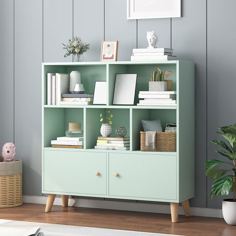 9.5" W Closed Storage Bookcase Wooden Bookshelf with Shelves and Doors