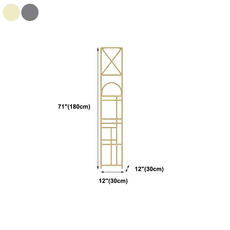 12" W Open Storage Bookcase Metal Bookshelf with Shelves in  Black and Gold