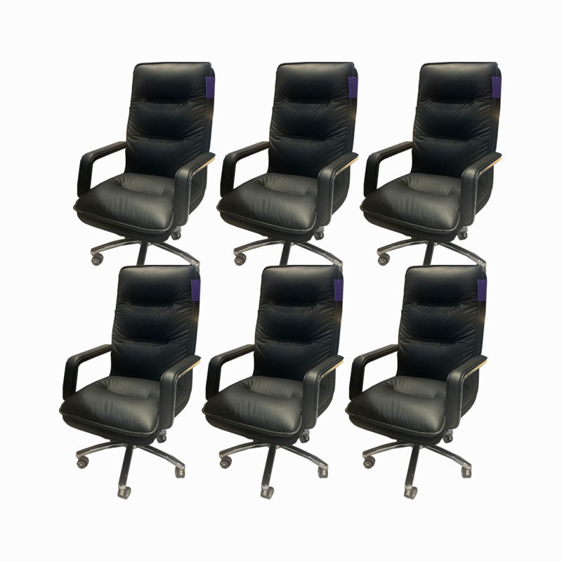 Modern Fixed Arms Chair Leather Management Office Chair with Wheels