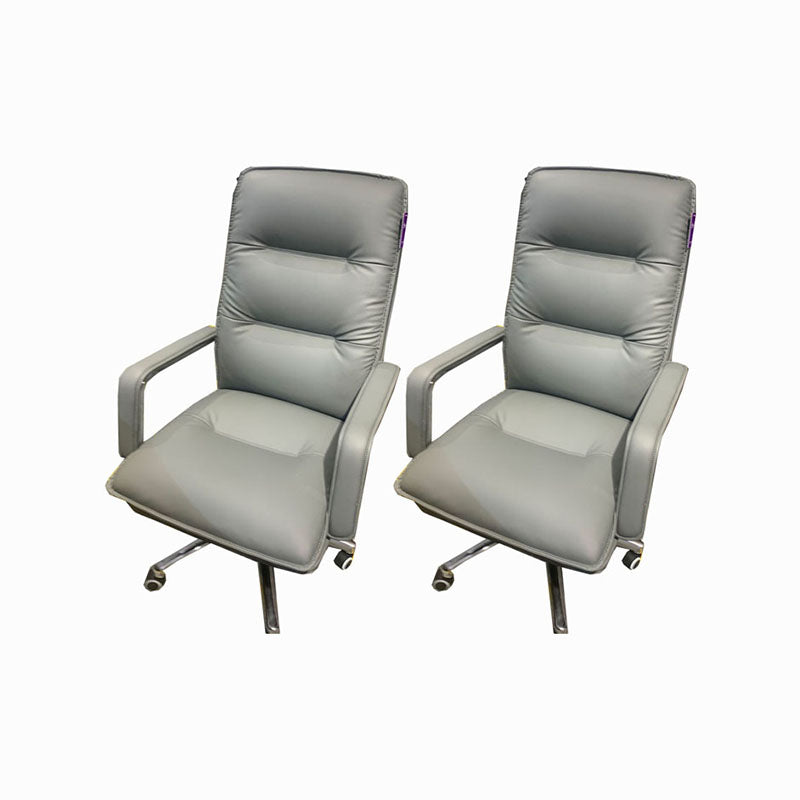 Modern Fixed Arms Chair Leather Management Office Chair with Wheels