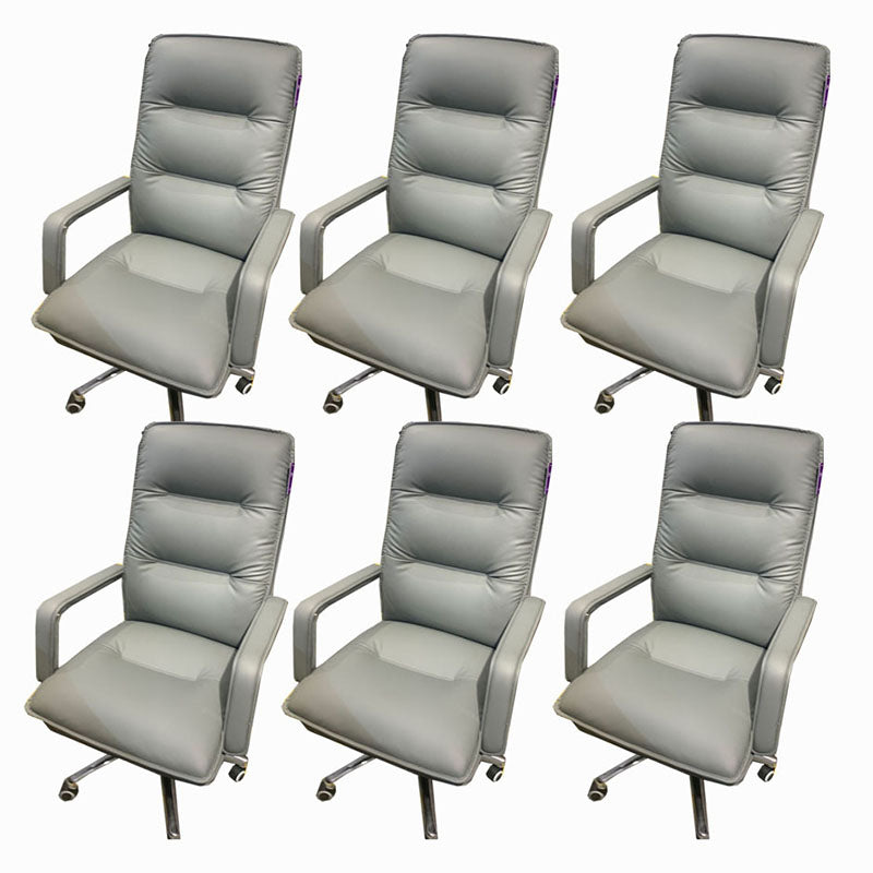 Modern Fixed Arms Chair Leather Management Office Chair with Wheels