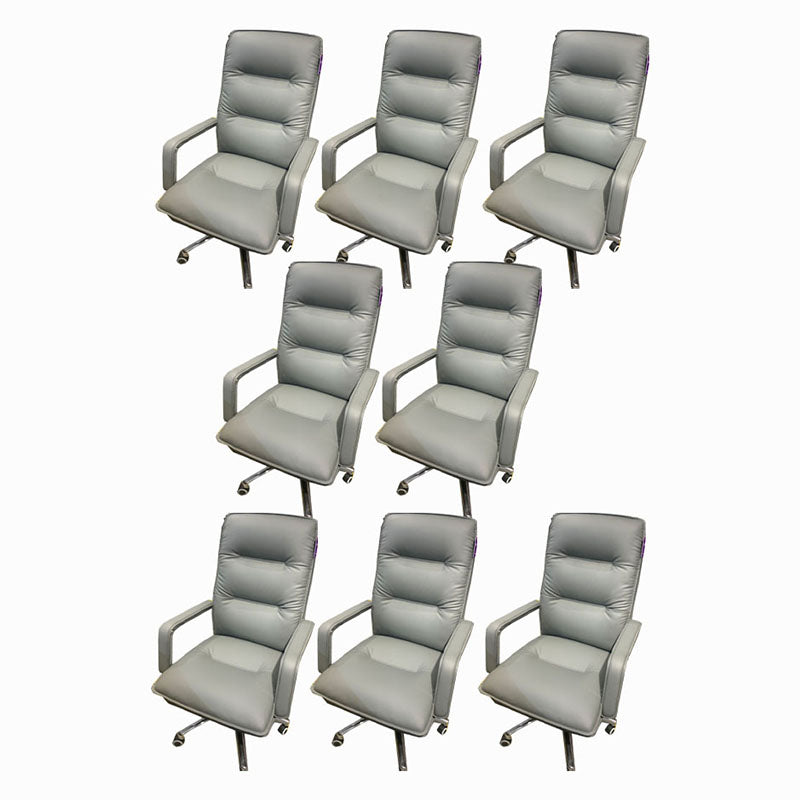 Modern Fixed Arms Chair Leather Management Office Chair with Wheels