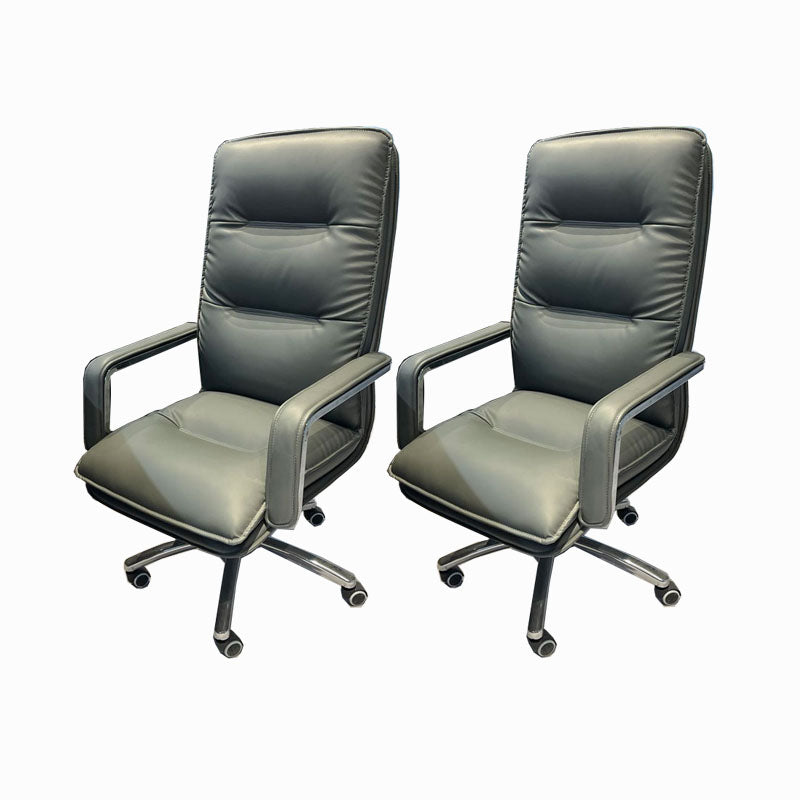 Modern Fixed Arms Chair Leather Management Office Chair with Wheels