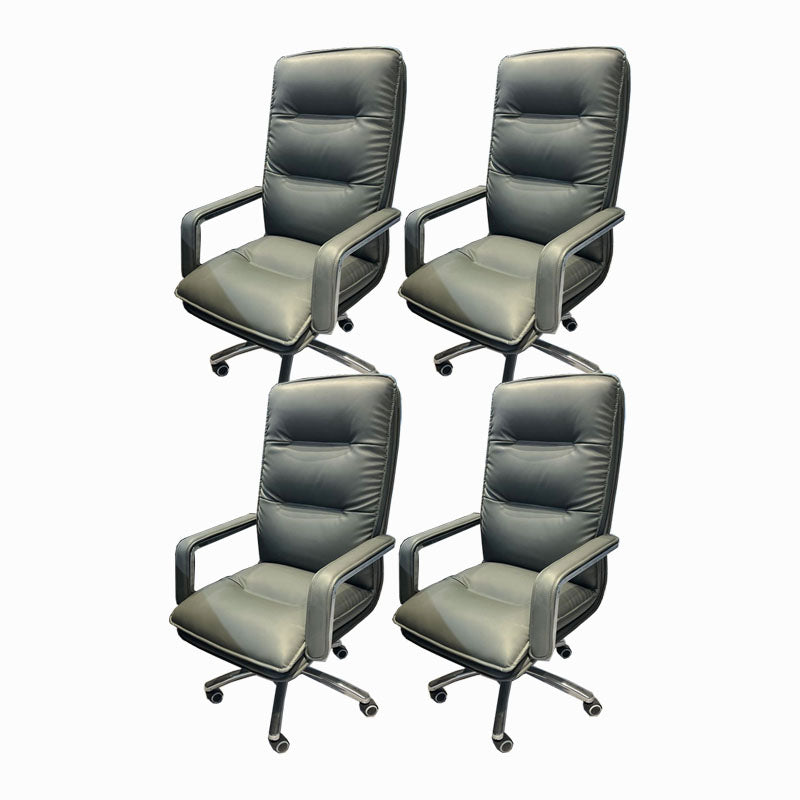 Modern Fixed Arms Chair Leather Management Office Chair with Wheels
