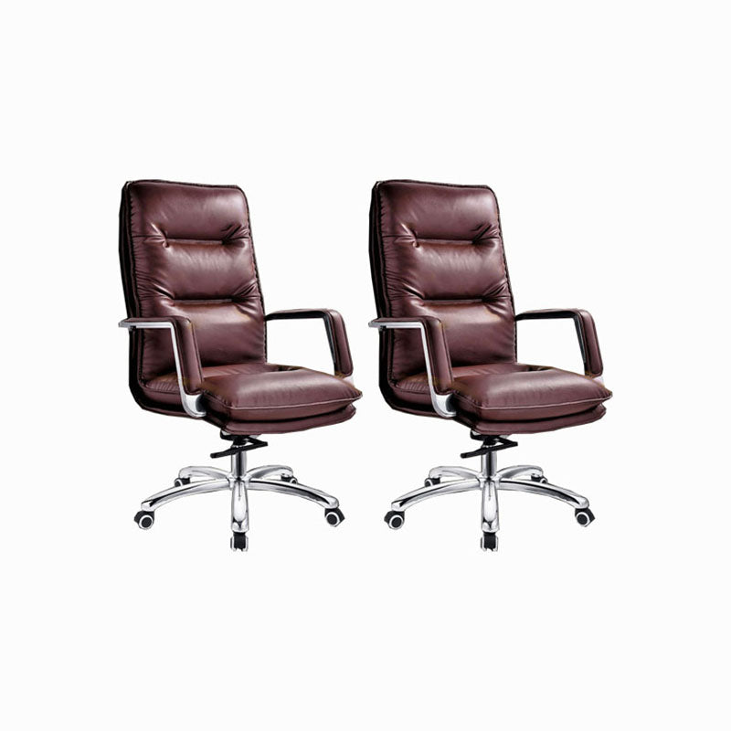 Modern Fixed Arms Chair Leather Management Office Chair with Wheels