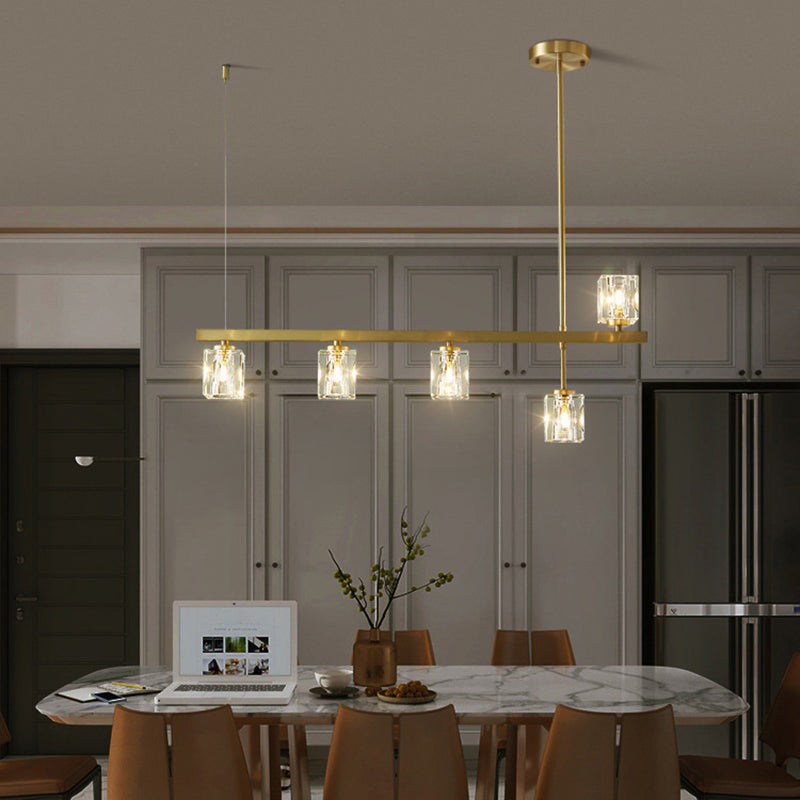 Post-Modern Hanging Light Crystal Island Light Fixture with Shade for Dining Table