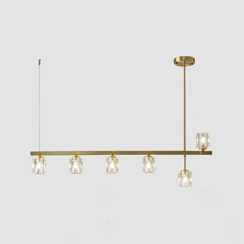 Post-Modern Hanging Light Crystal Island Light Fixture with Shade for Dining Table