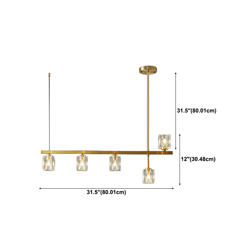 Post-Modern Hanging Light Crystal Island Light Fixture with Shade for Dining Table