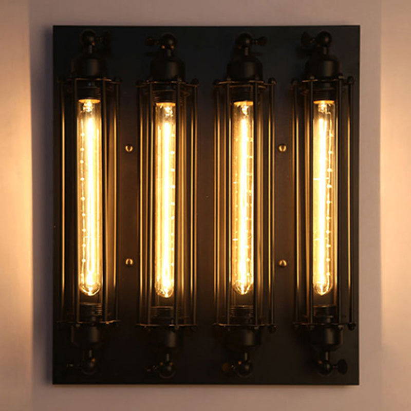 Industrial Black Metallic Lighting Flush Mount Wall Light for Living Room