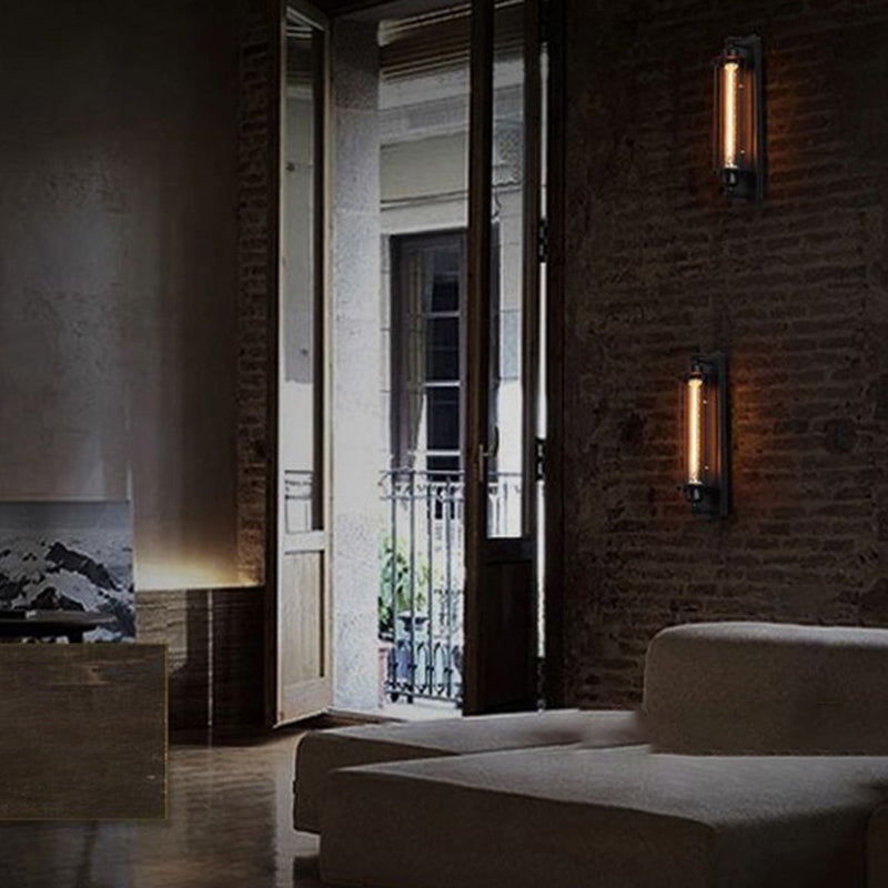 Industrial Black Metallic Lighting Flush Mount Wall Light for Living Room