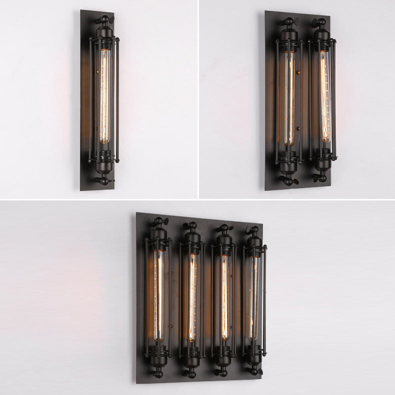 Industrial Black Metallic Lighting Flush Mount Wall Light for Living Room