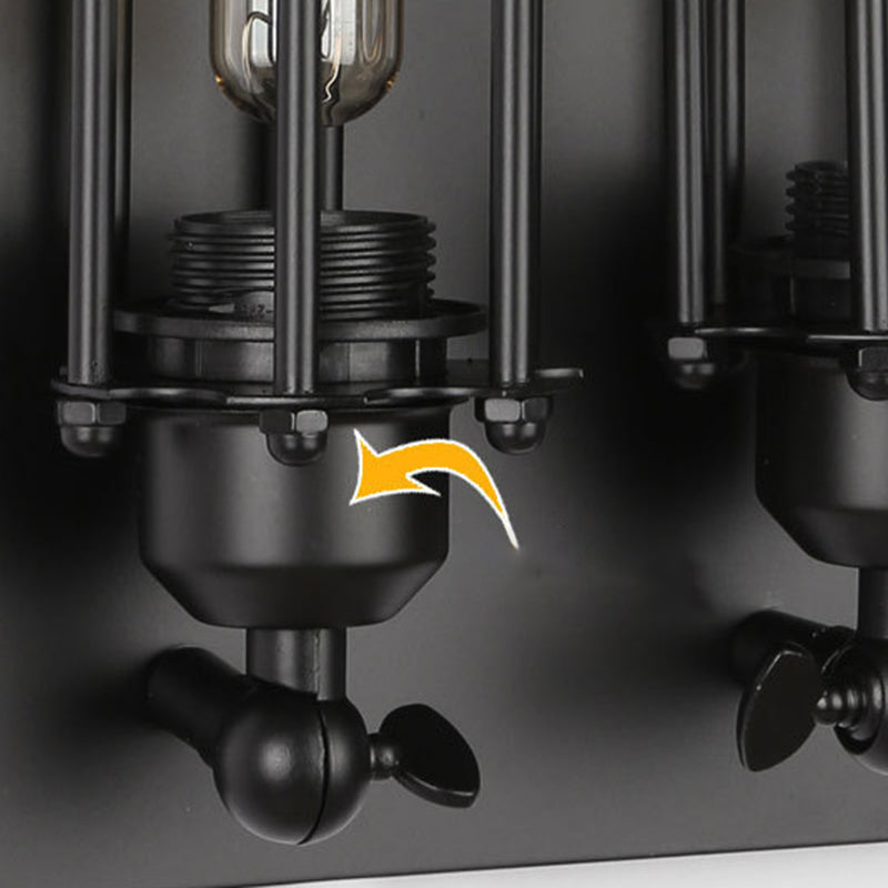 Industrial Black Metallic Lighting Flush Mount Wall Light for Living Room