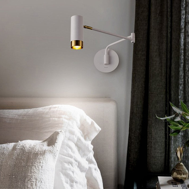 Black/White Single Modern Wall Mounted Sconce Metal Wall Light for Bedroom