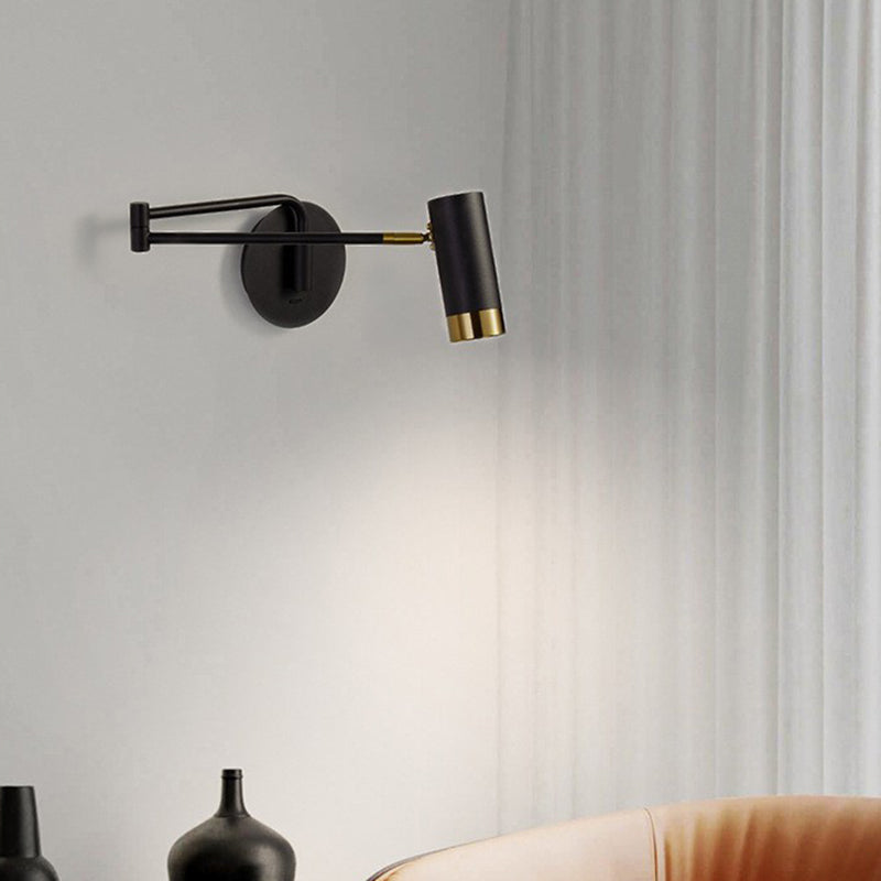 Black/White Single Modern Wall Mounted Sconce Metal Wall Light for Bedroom