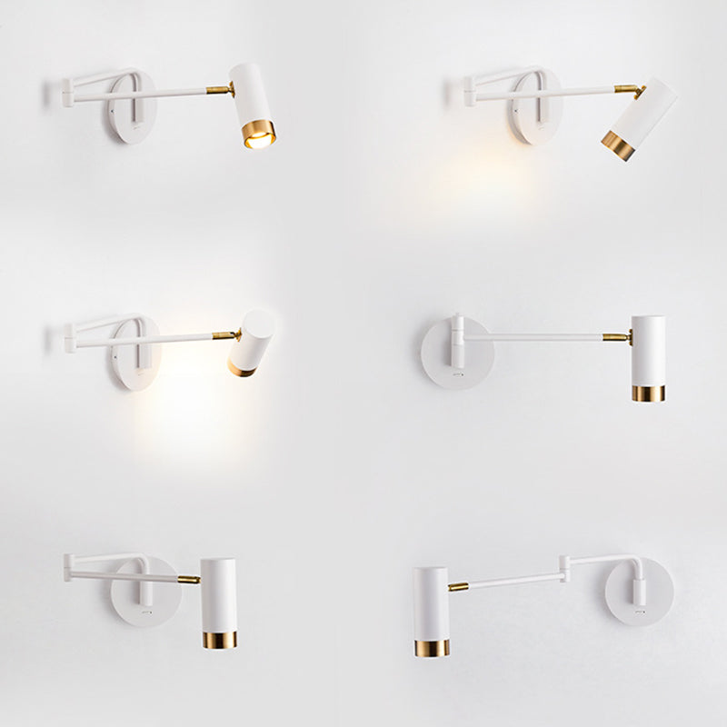 Black/White Single Modern Wall Mounted Sconce Metal Wall Light for Bedroom
