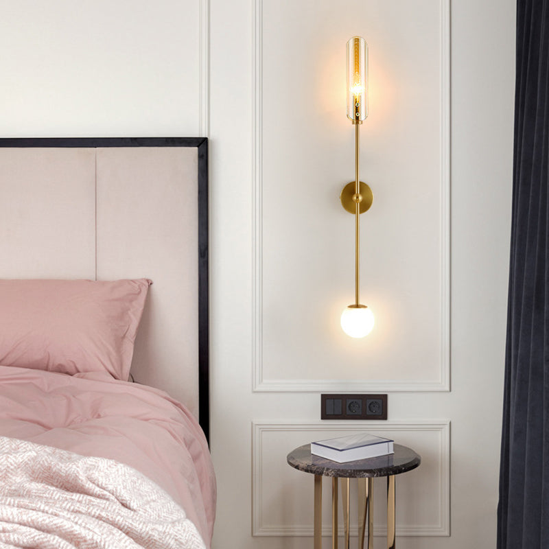 Industrial Glass Globe Wall Light Polish Finish Lighting for Dining Room