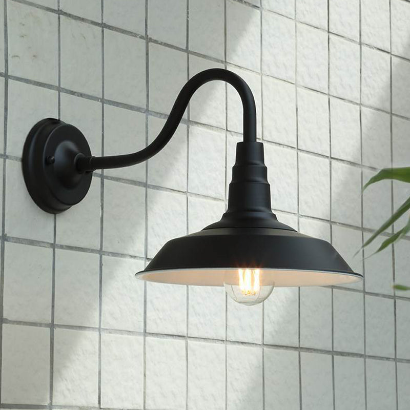 1-Light Wall Sconce Industrial Outdoor Sconce Lighting With Metal Shade