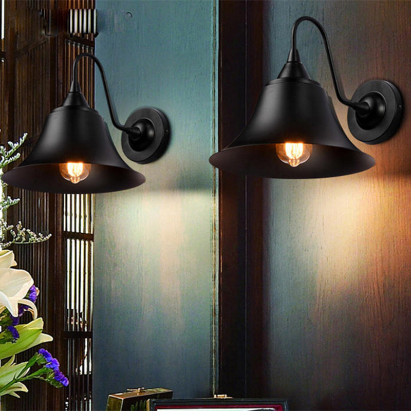 1-Light Wall Sconce Industrial Outdoor Sconce Lighting With Metal Shade