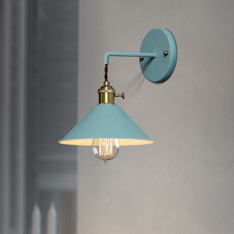 Cone Shaded Wall Light Industrial Polish Finish Lighting for Living Room