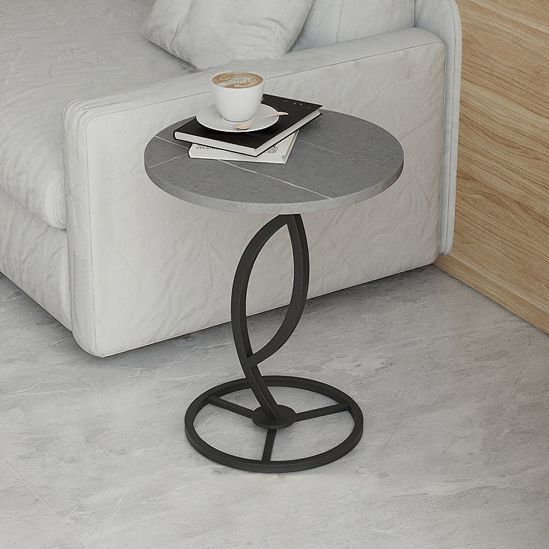 Round Slate Side Table Modern Minimalist Side Table for Living Room