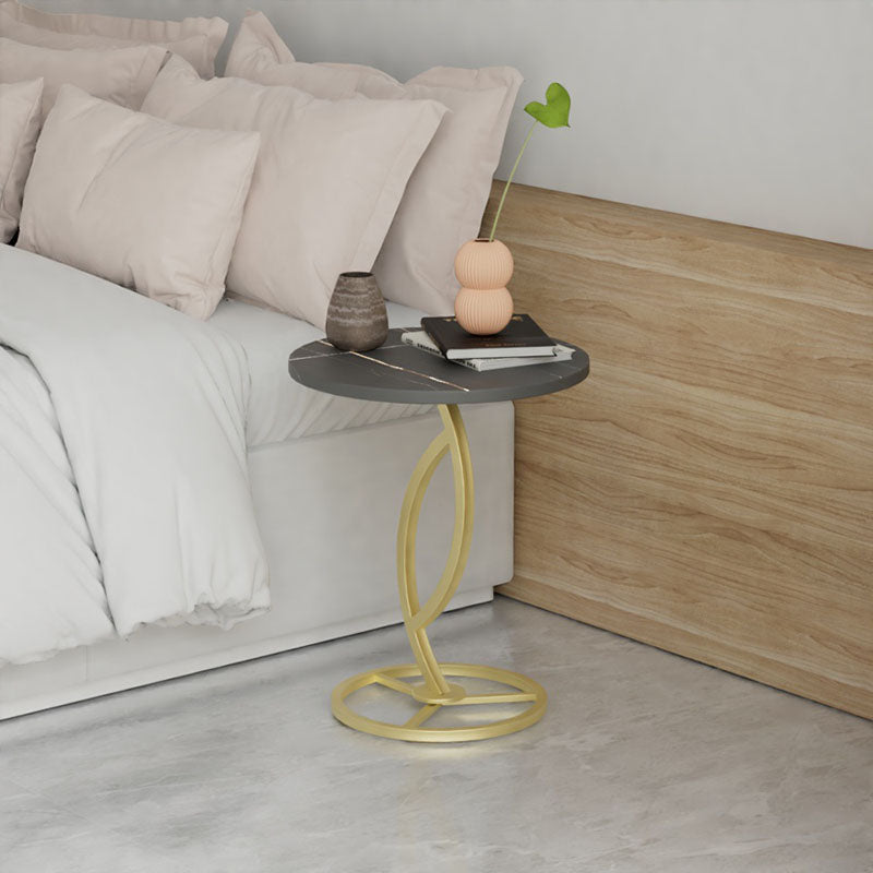 Round Slate Side Table Modern Minimalist Side Table for Living Room