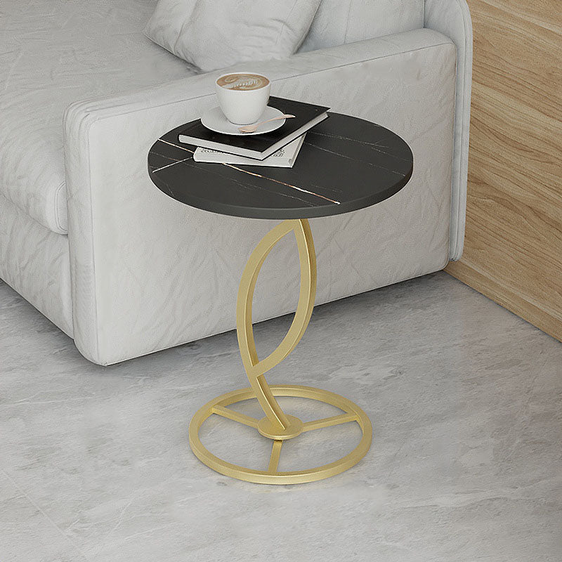 Round Slate Side Table Modern Minimalist Side Table for Living Room